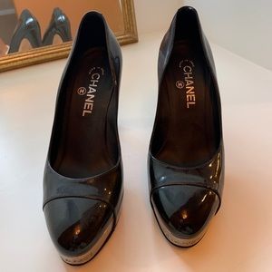 Chanel high heeled patent leather pumps